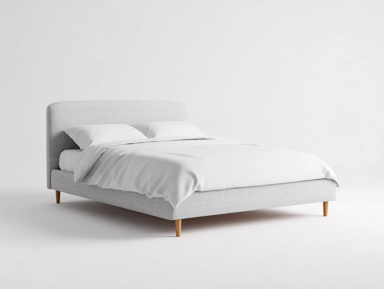 Cama doble tapizada 200×160×100 cm – gris claro – estilo escandinavo elegante