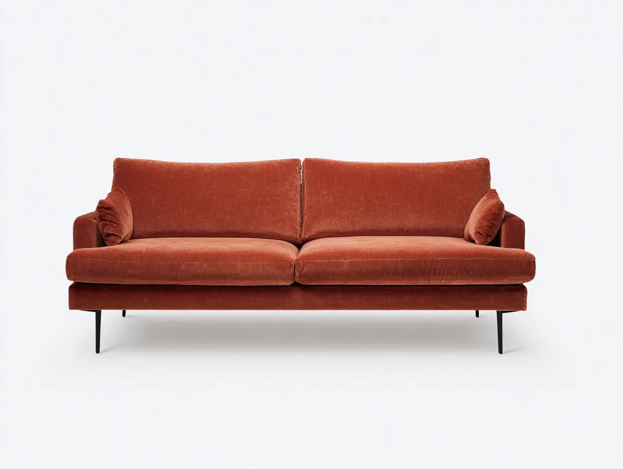 Sofá de 2 plazas 190×88×82 cm – tejido naranja – estilo moderno para sala de estar
