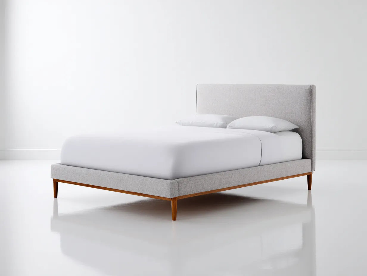 Cama doble tapizada 200×160×100 cm – gris claro – estilo nórdico moderno