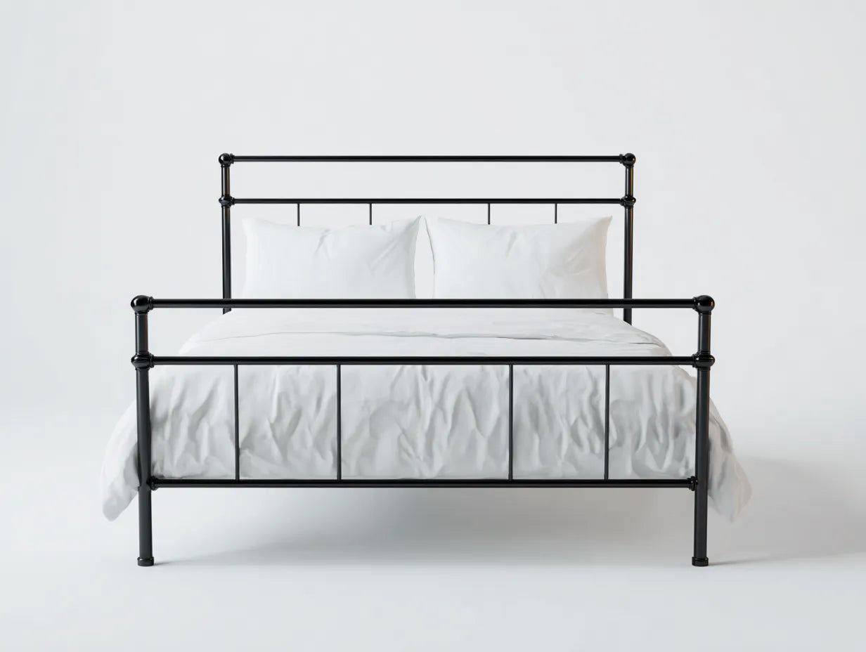 Cama doble metálica 208×158×112 cm - negro - dormitorio de estilo clásico
