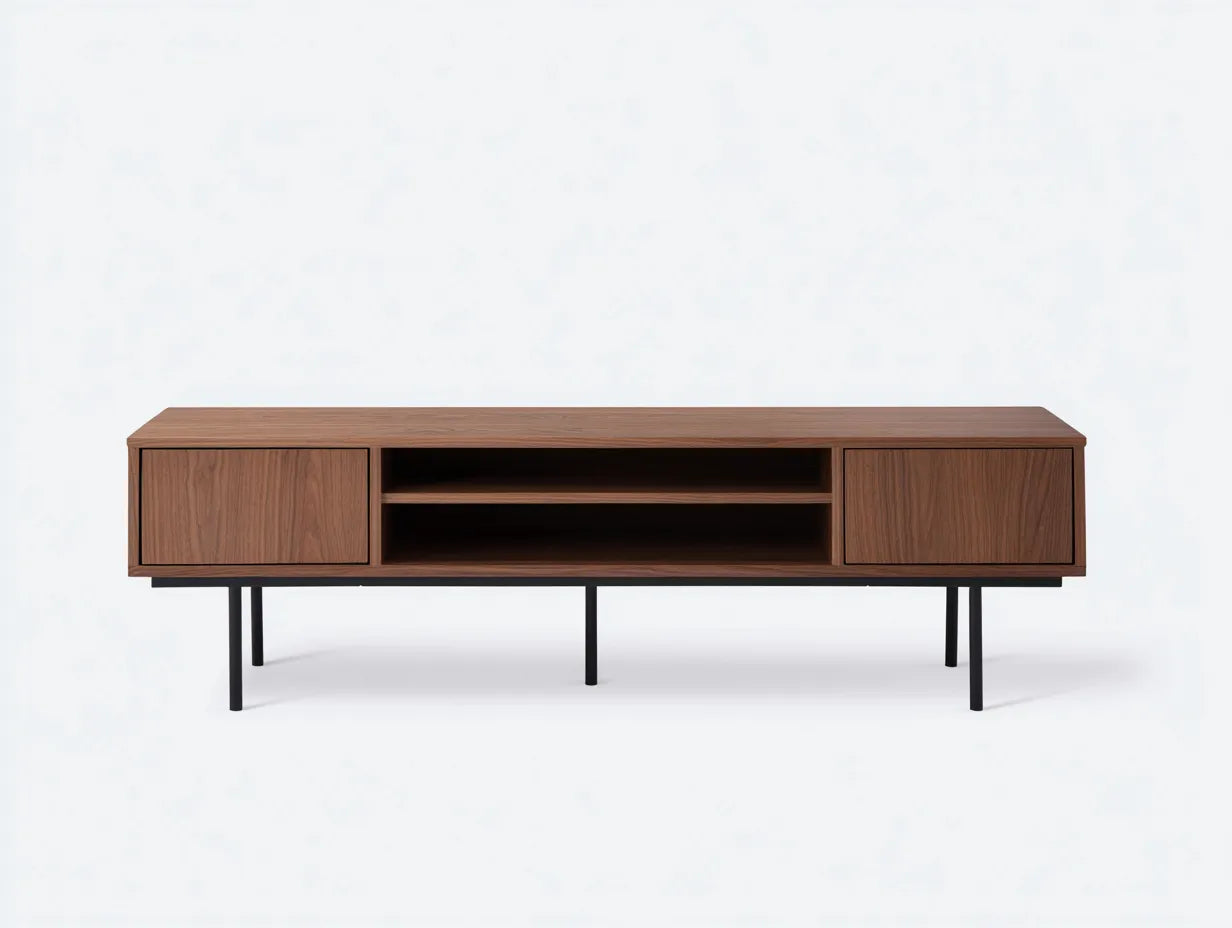 Mueble para TV 180x42x50 cm – nogal – estilo moderno con almacenamiento para sala de estar