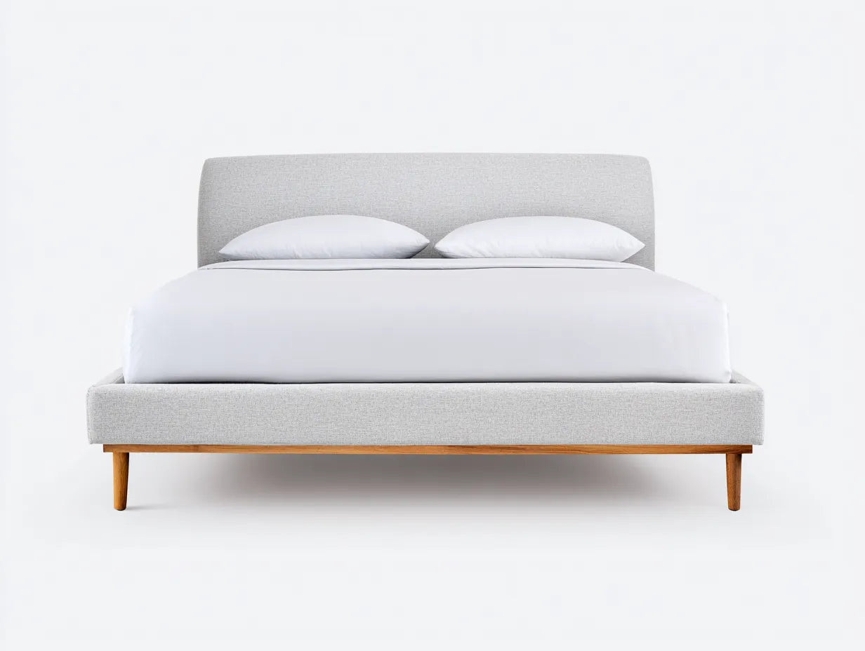 Cama doble tapizada 210×168×105 cm - gris claro - dormitorio moderno