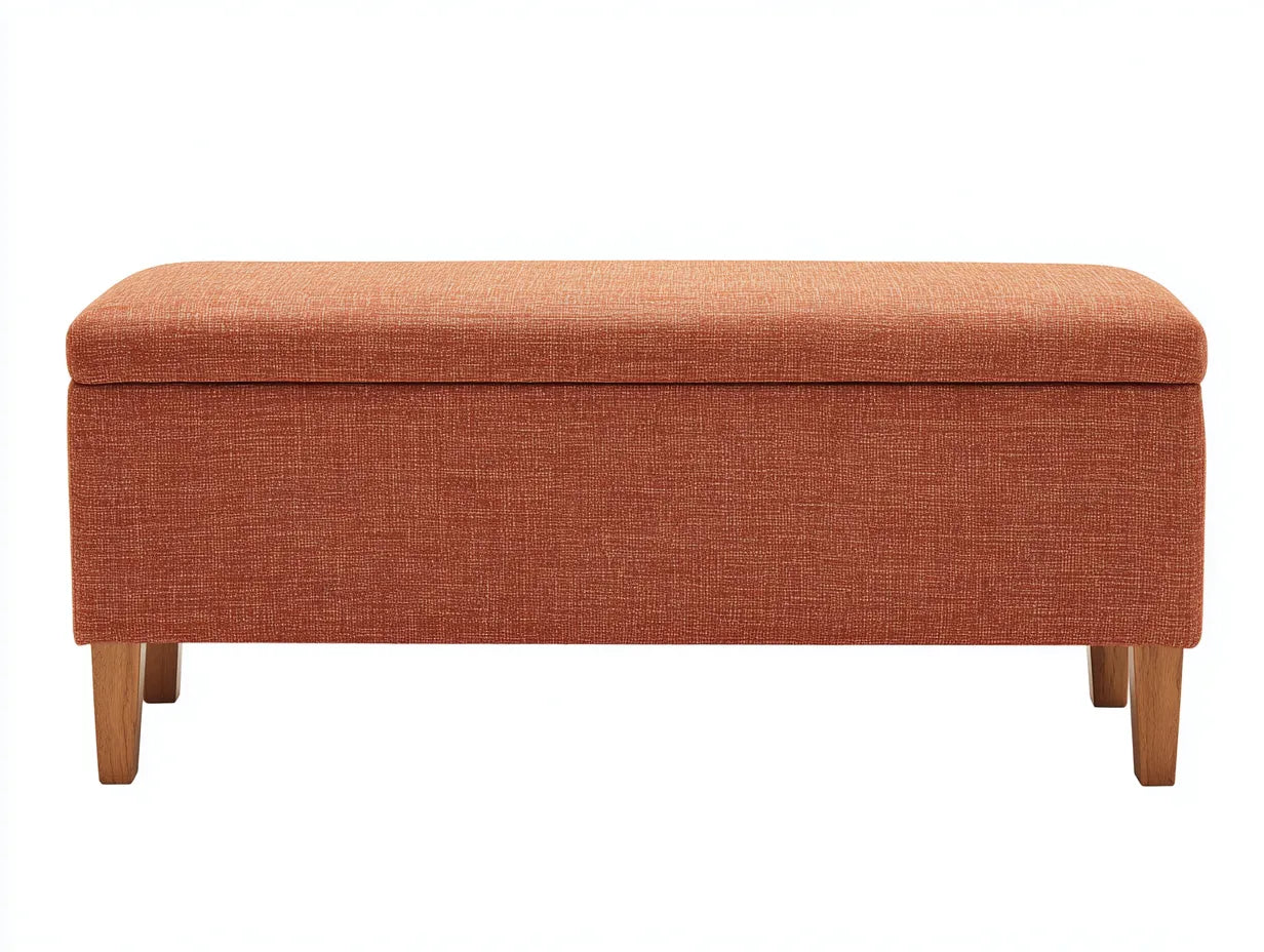 Banco de dormitorio 120x40x45 cm – naranja – estilo moderno tapizado para dormitorio
