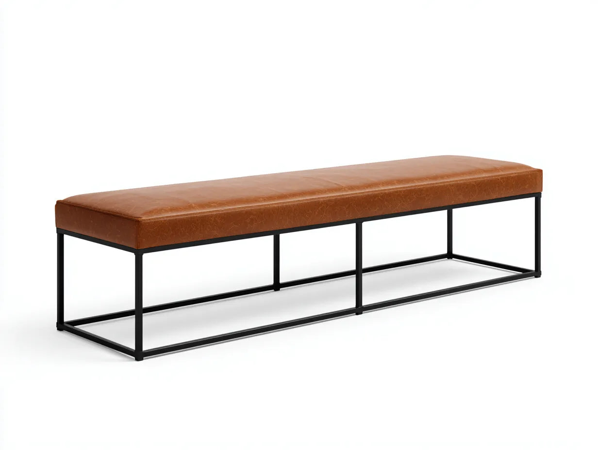 Banco de dormitorio tapizado 140×40×45 cm - marrón y negro - estilo industrial