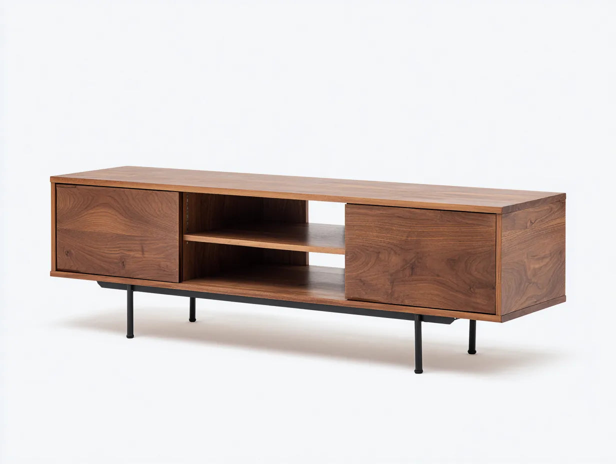 Mueble para TV de madera 180×40×55 cm - marrón y negro - estilo contemporáneo