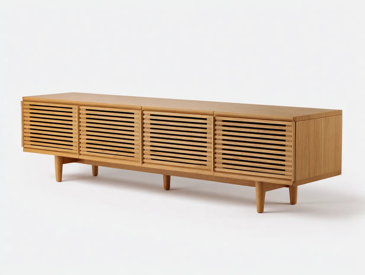 Mueble para TV 180x40x55 cm – madera natural – estilo nórdico para sala de estar