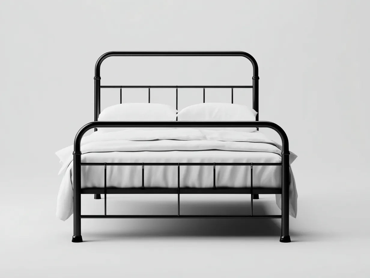Cama dormitorio 200×160×110 cm – metal negro – diseño retro para dormitorio