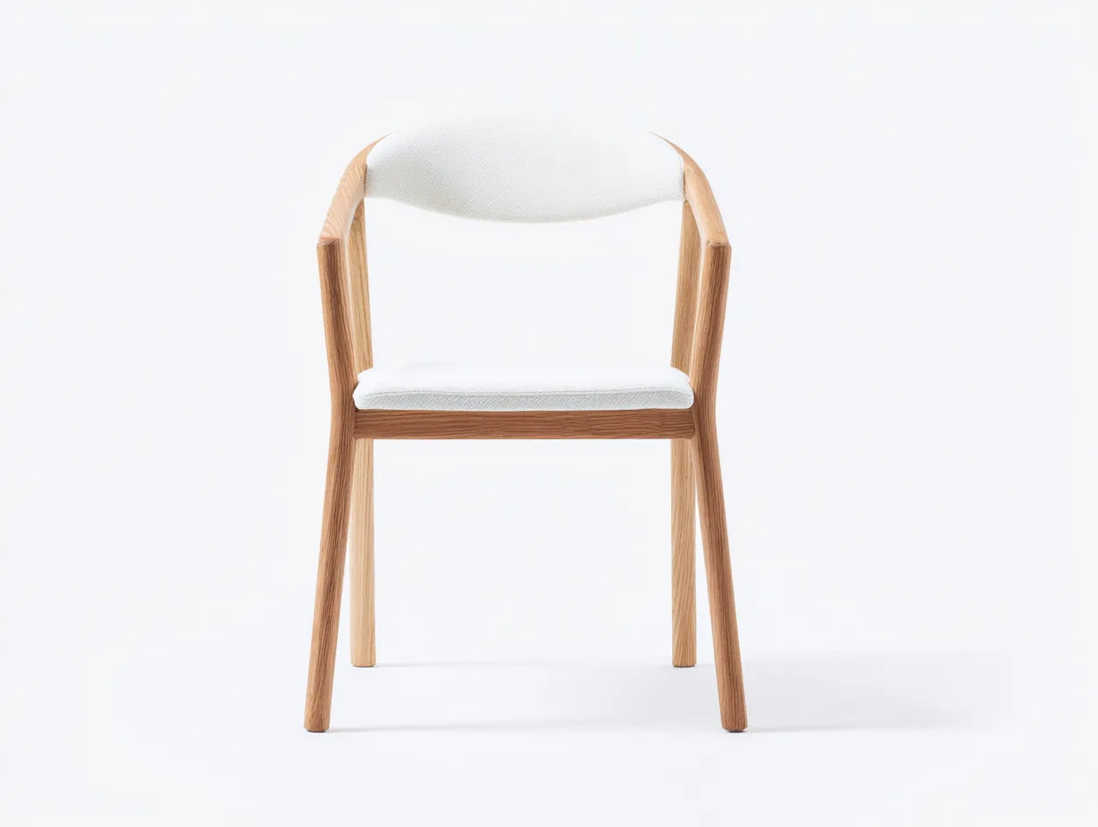 Silla de comedor 58×58×82 cm – tejido blanco – madera natural estilo moderno para sala de estar