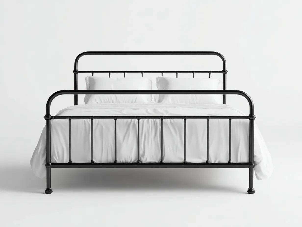 Cama doble metálica 200×160×100 cm – negra – diseño contemporáneo industrial